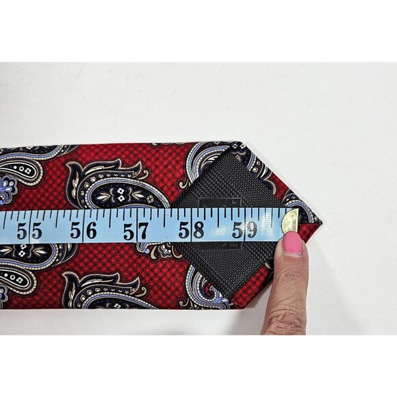 JZ Richards Red & Black Paisley Silk Tie Classic Necktie Handmade In USA - Picture 10 of 12